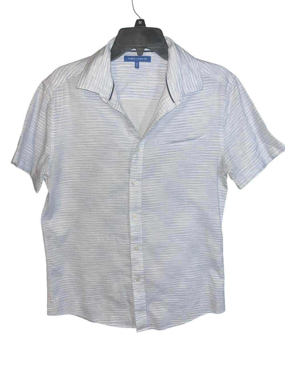 Vince Camuto Men's Textured Stripe Short Sleeve Button Down Shirt Size M